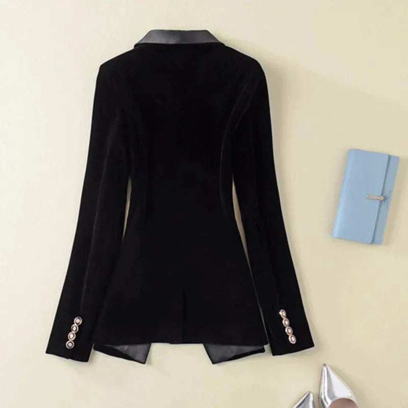 Women Velvet Tuxedo Blazer