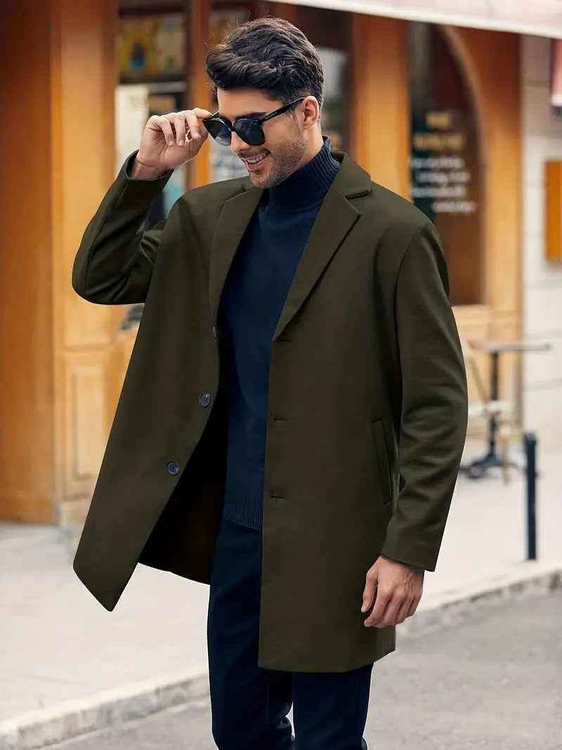 Classic woolen men's trench coat with belt