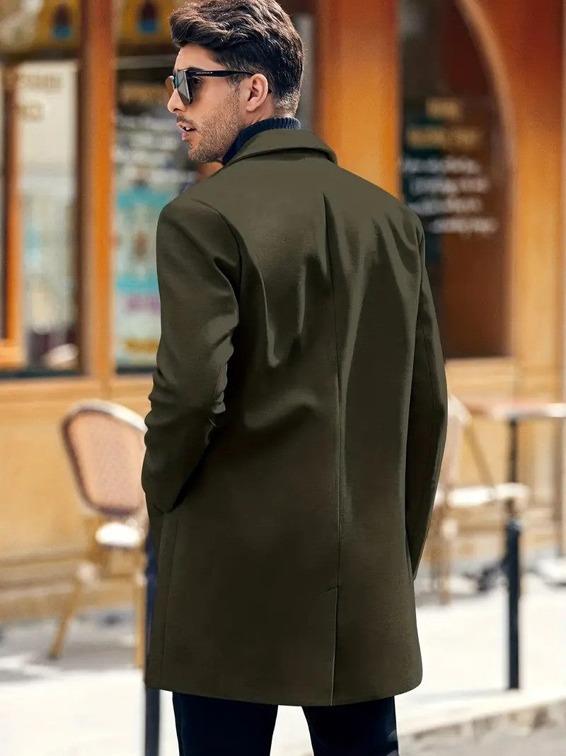 Classic woolen men's trench coat with belt