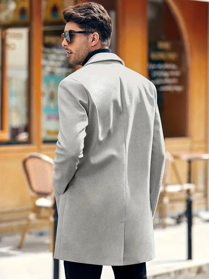 Classic woolen men's trench coat with belt