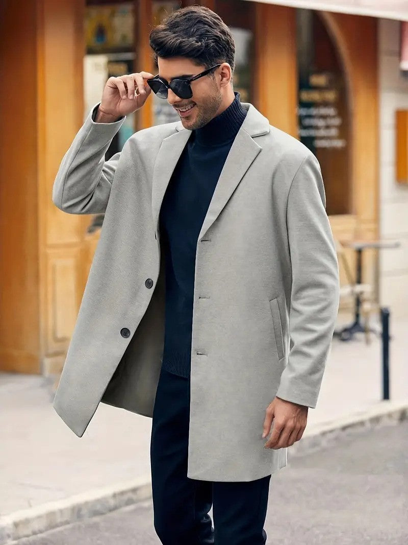 Classic woolen men's trench coat with belt