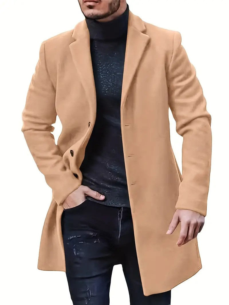 Classic woolen men's trench coat with belt