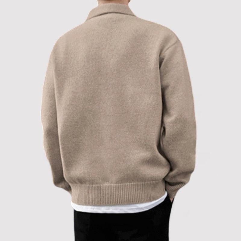 Wool Button Half Zip Sweater For Men