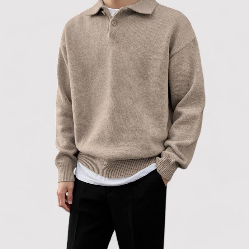 Wool Button Half Zip Sweater For Men