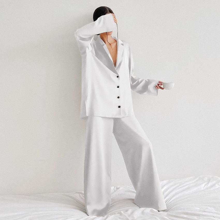 Women's Satin Long-Sleeve Pyjama Set