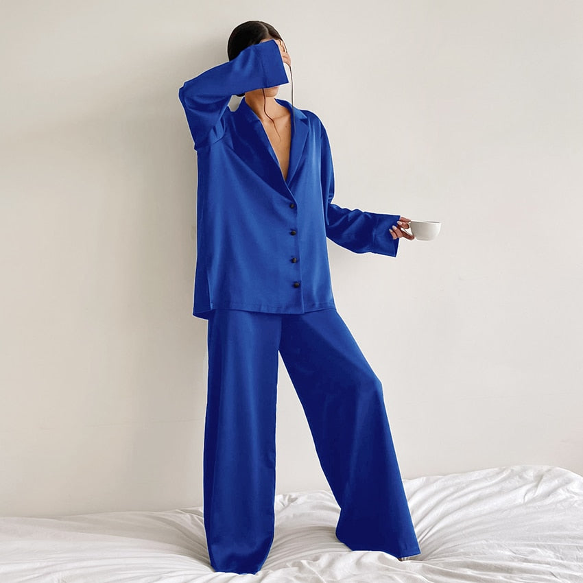 Women's Satin Long-Sleeve Pyjama Set