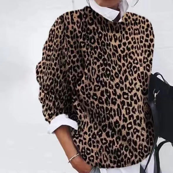 Animal Print Knit Sweater for Women