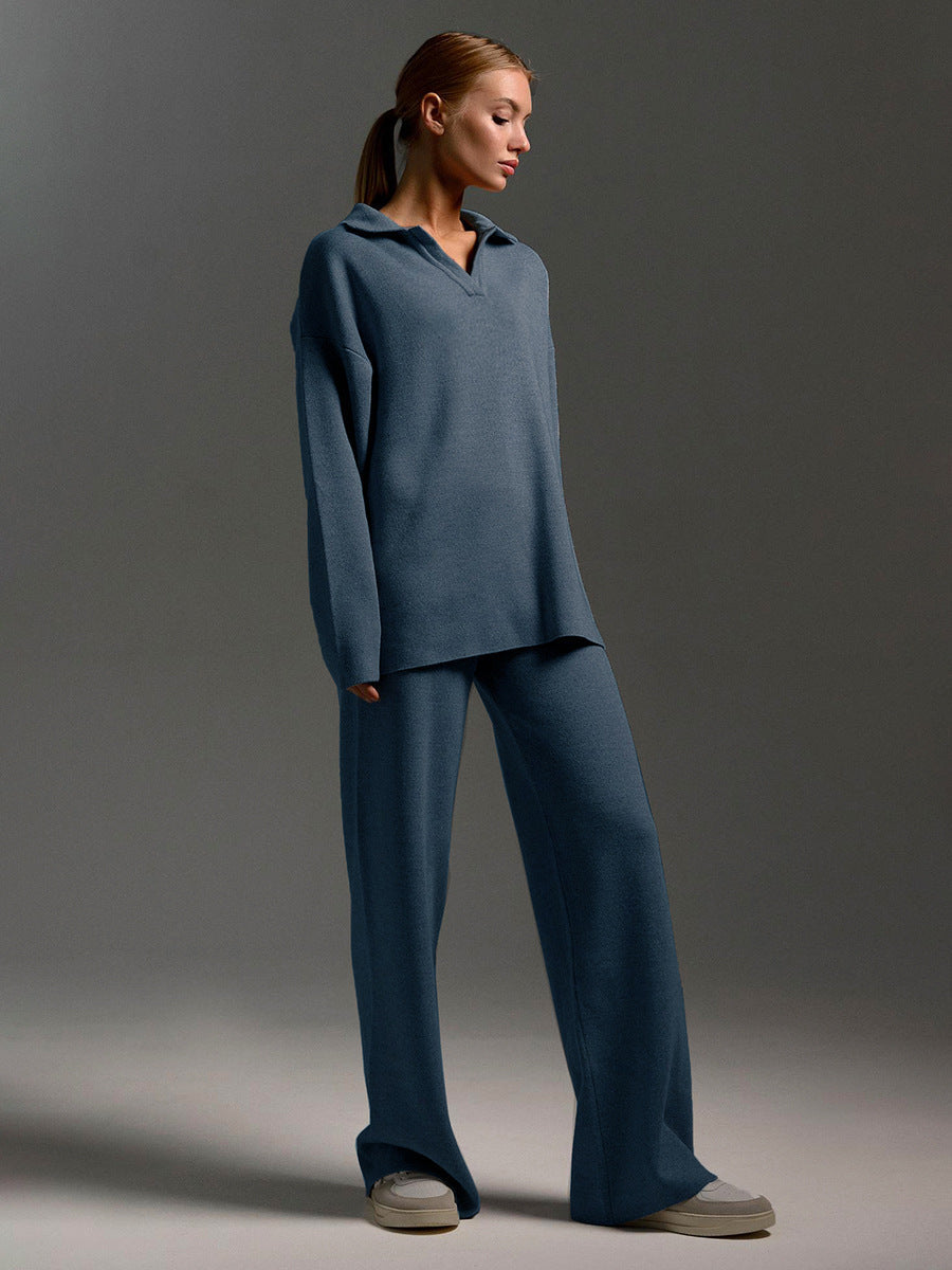 Women's long-sleeved polo shirt and trousers