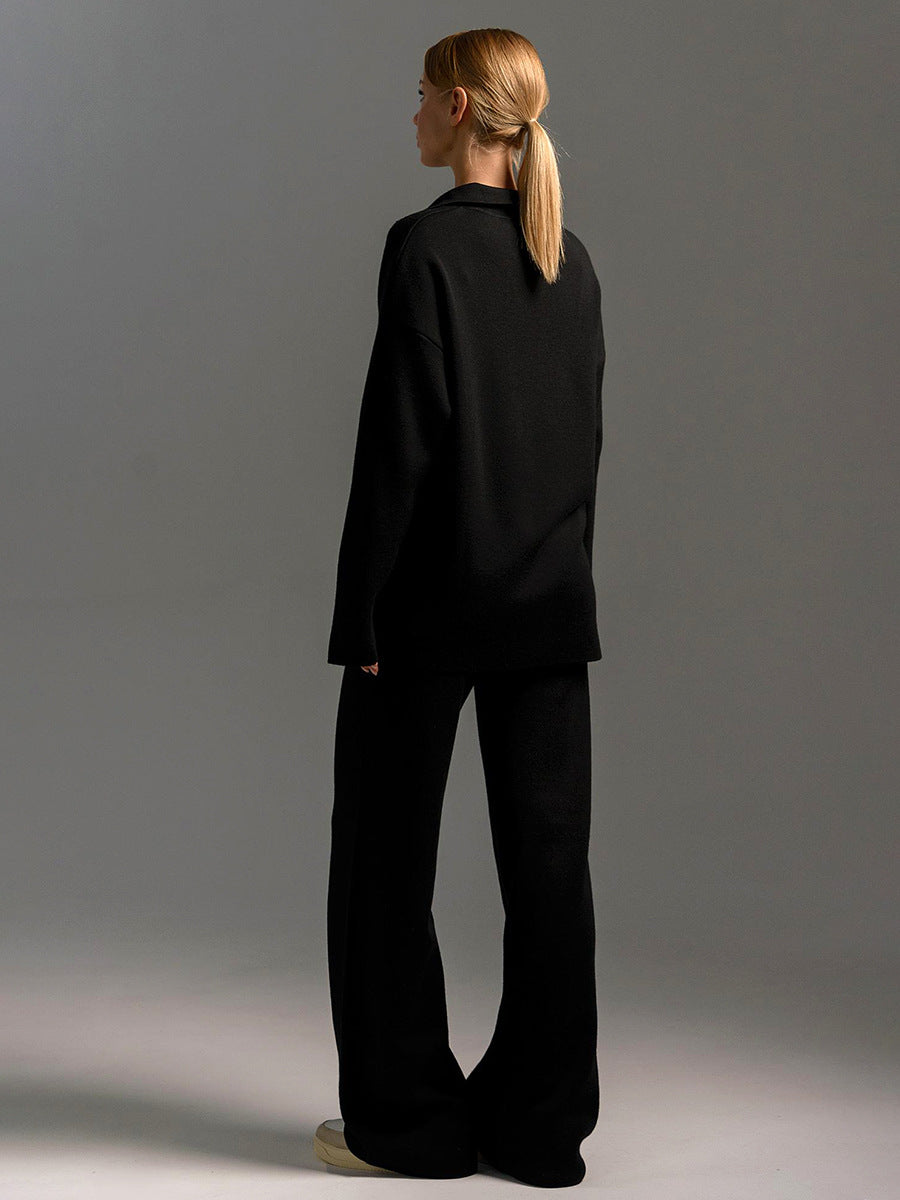 Women's long-sleeved polo shirt and trousers