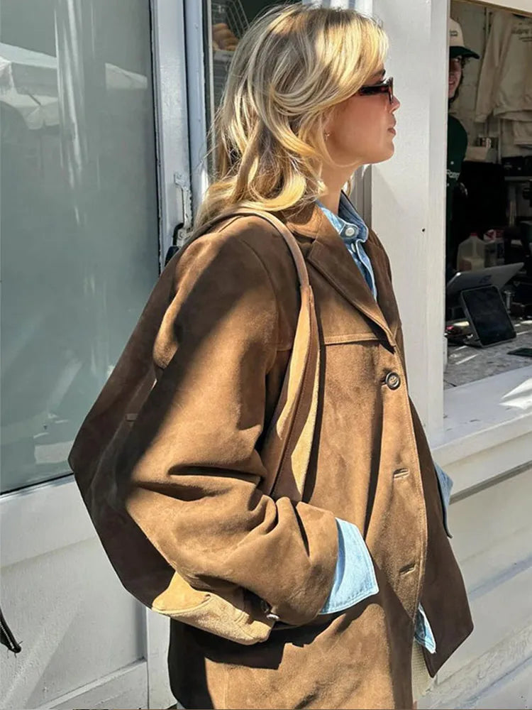 Classic Brown Suede Jacket for Women