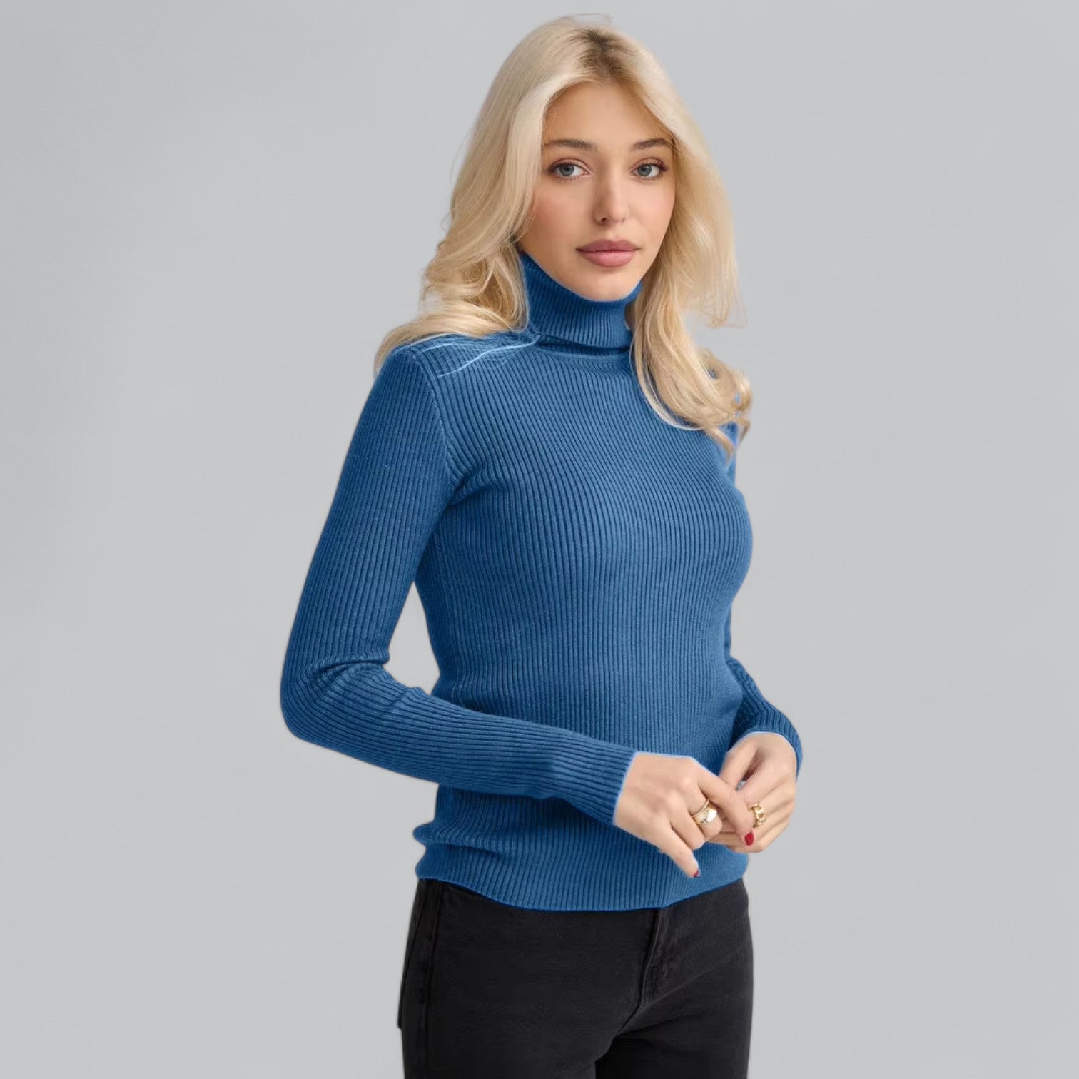 Stretchy Mock Turtleneck Sweater For Women