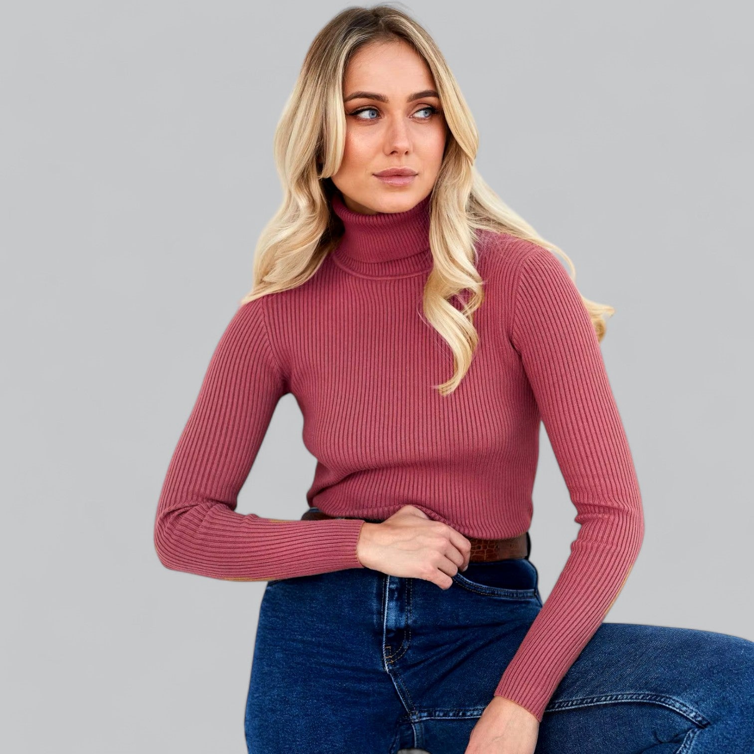 Stretchy Mock Turtleneck Sweater For Women