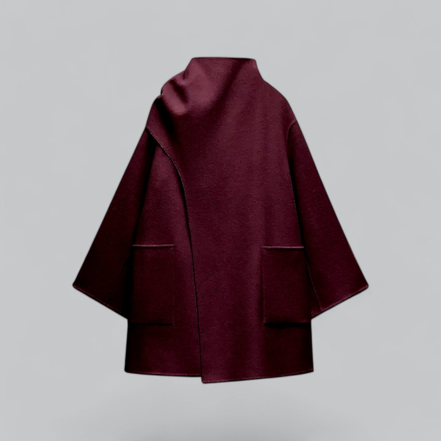 Women's Wool Winter Cape Coat with Scarf