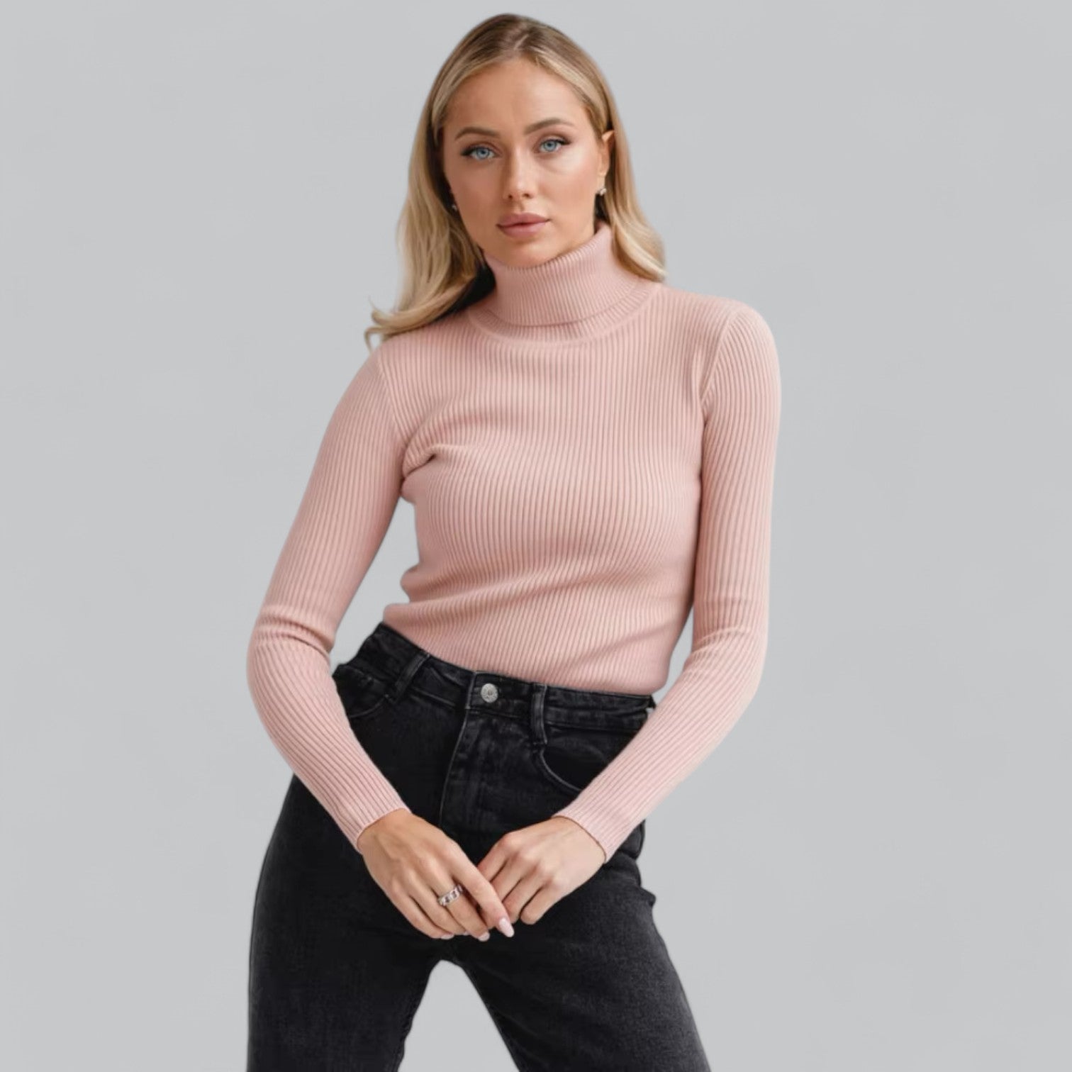 Stretchy Mock Turtleneck Sweater For Women