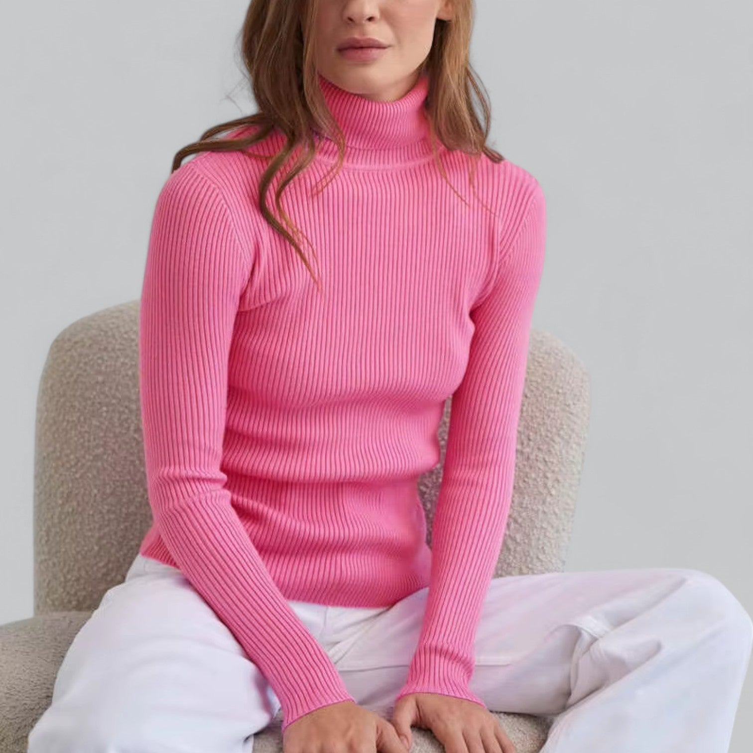 Stretchy Mock Turtleneck Sweater For Women