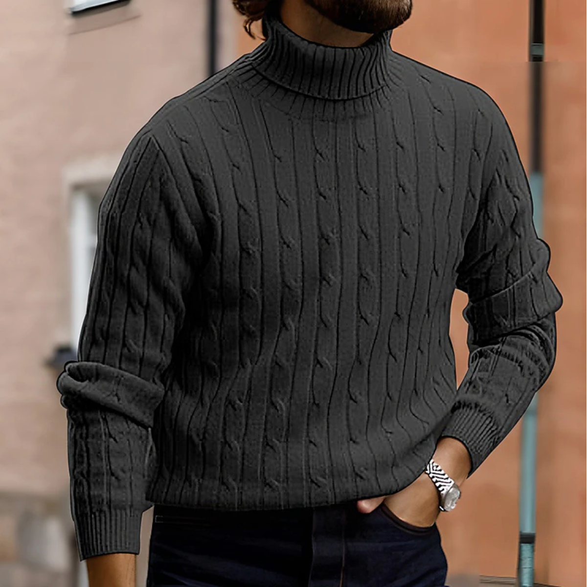 Men's Stylish Roll-Neck Sweater