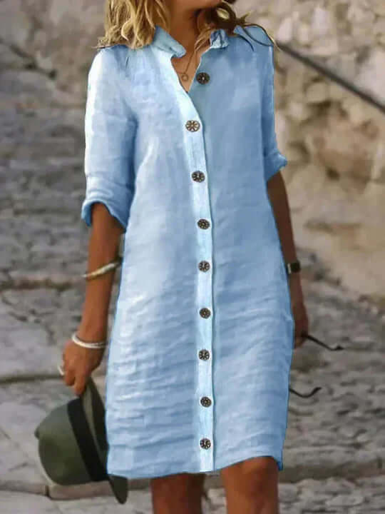 Blue Linen Dress For Women