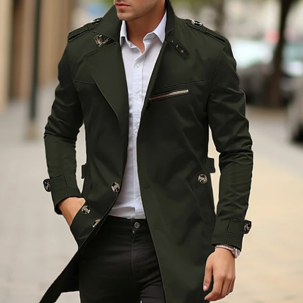 Men's trench coat classic slim fit for spring