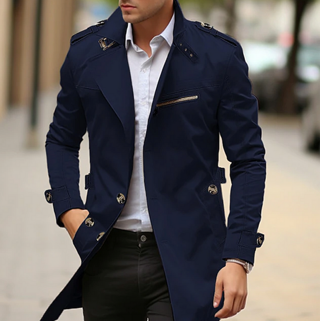 Men's trench coat classic slim fit for spring