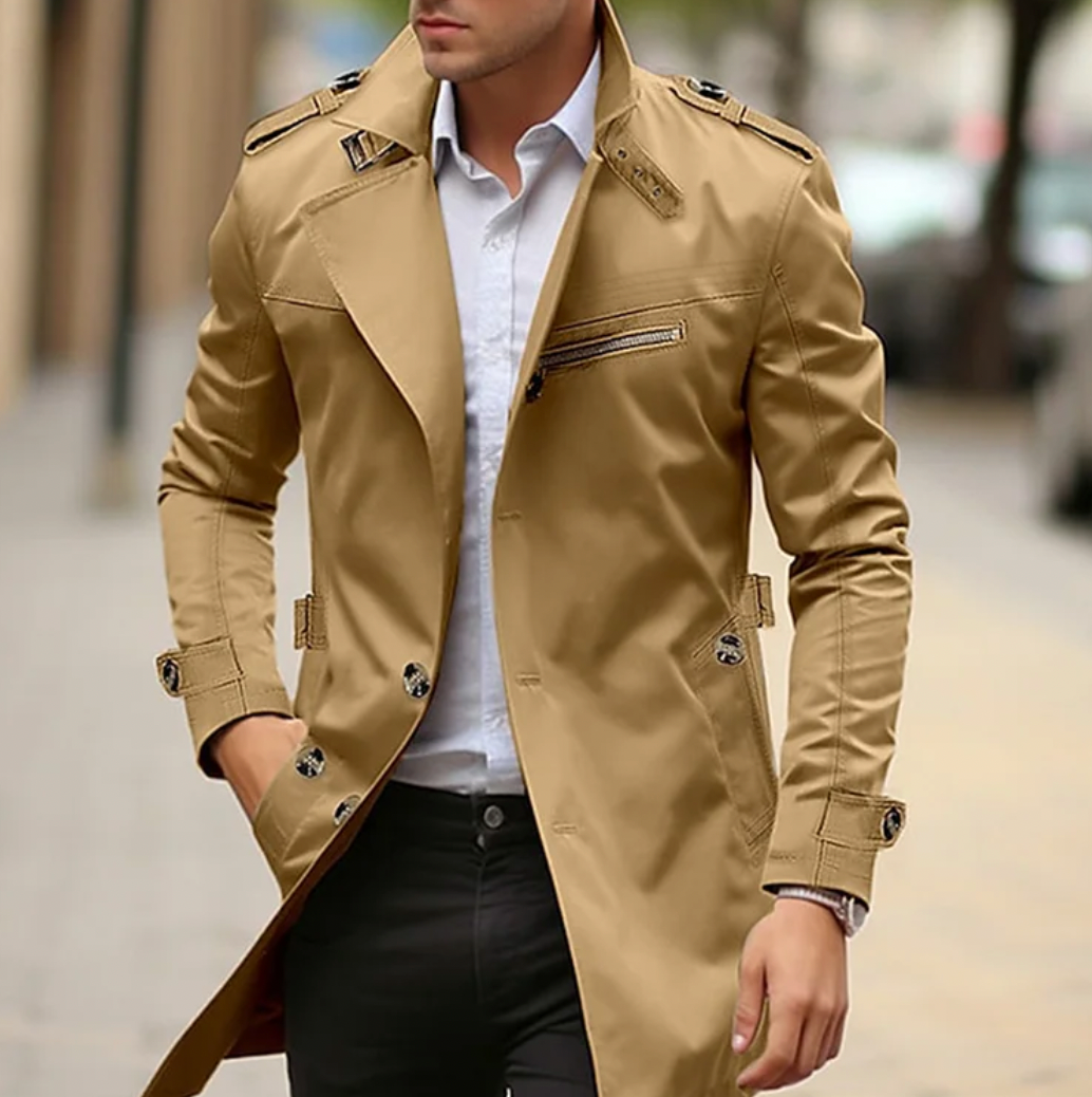 Men's trench coat classic slim fit for spring