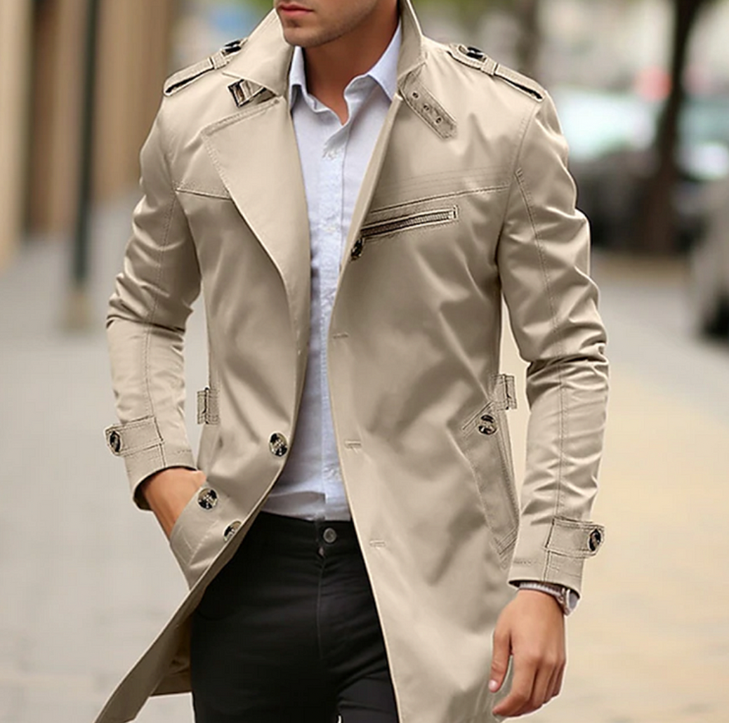 Men's trench coat classic slim fit for spring