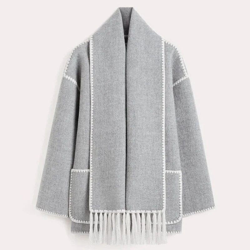 Women's Shawl Collar Casual Scarf Jacket