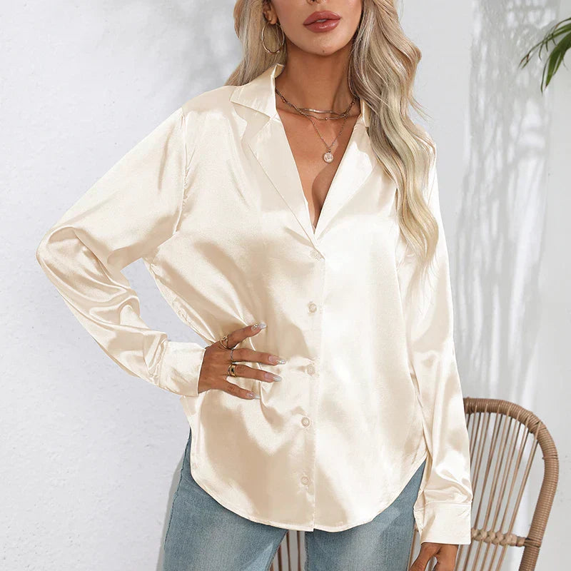 Women's Satin Button-Down Blouse