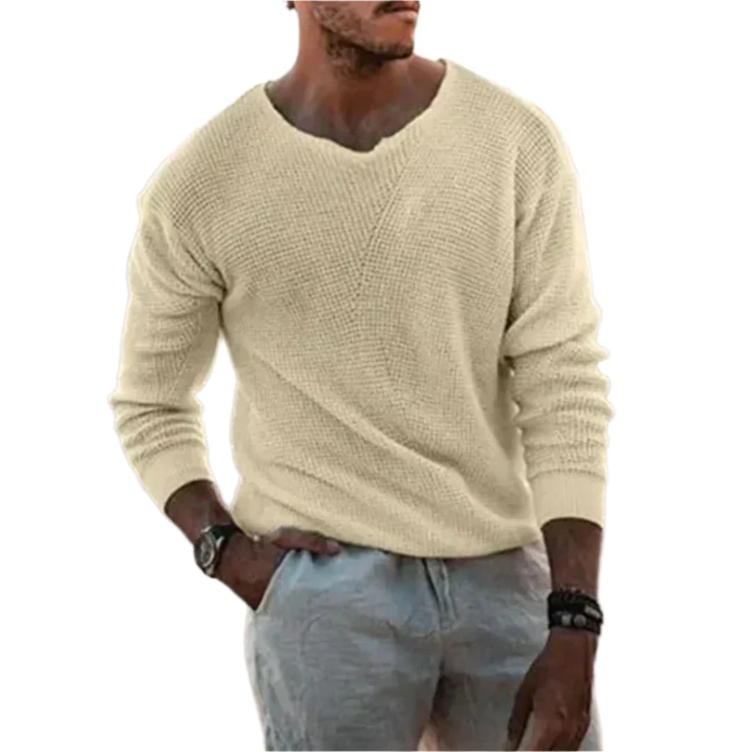 Warm long-sleeved knit jumper for men1