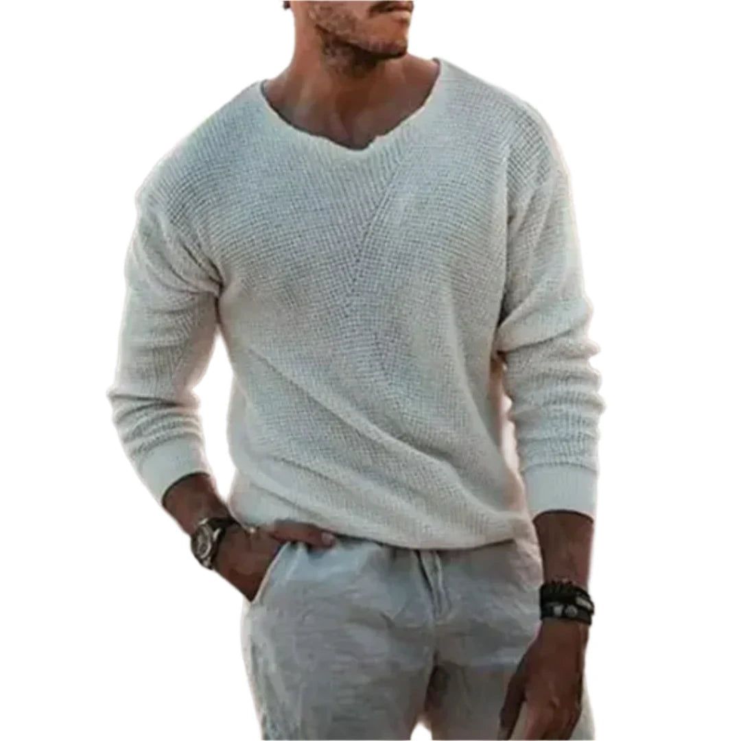 Warm long-sleeved knit jumper for men2