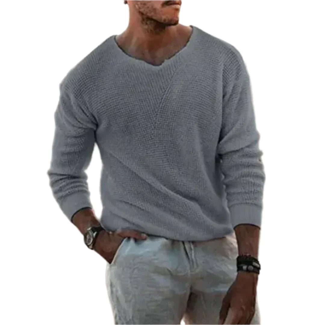 Warm long-sleeved knit jumper for men3