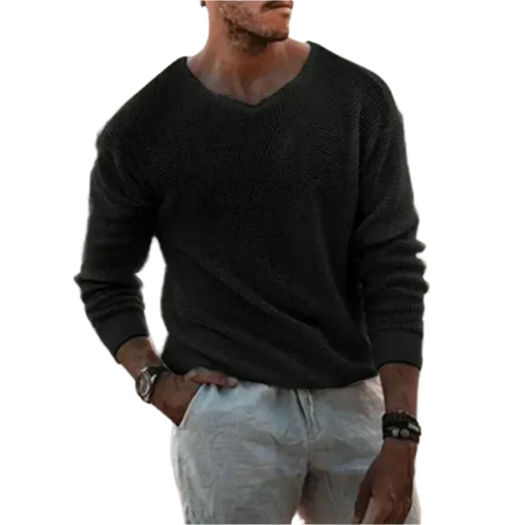 Warm long-sleeved knit jumper for men5