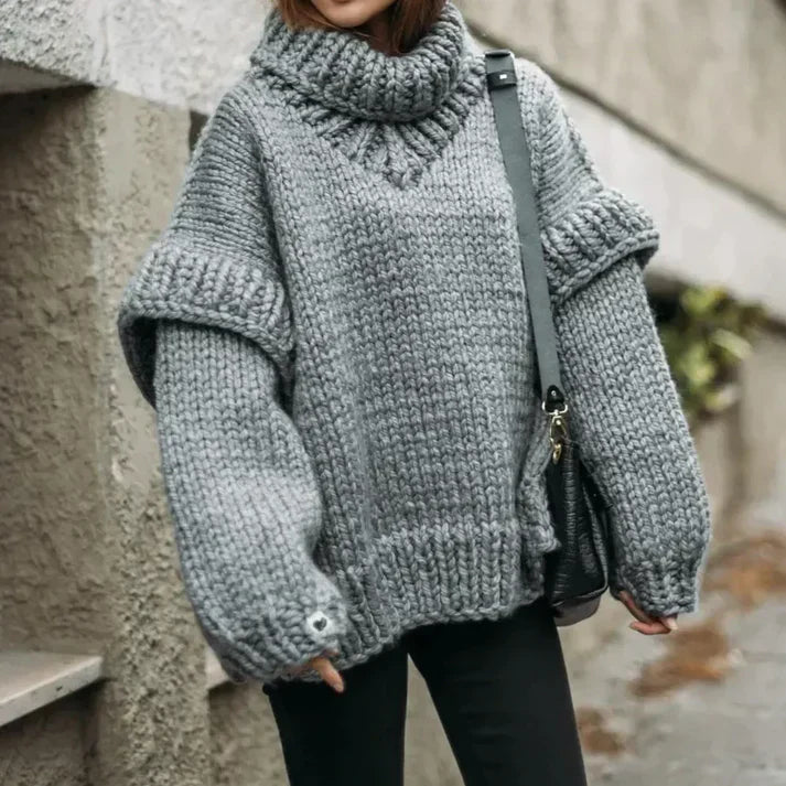 Women's Oversized Cross-Stitch Sweater