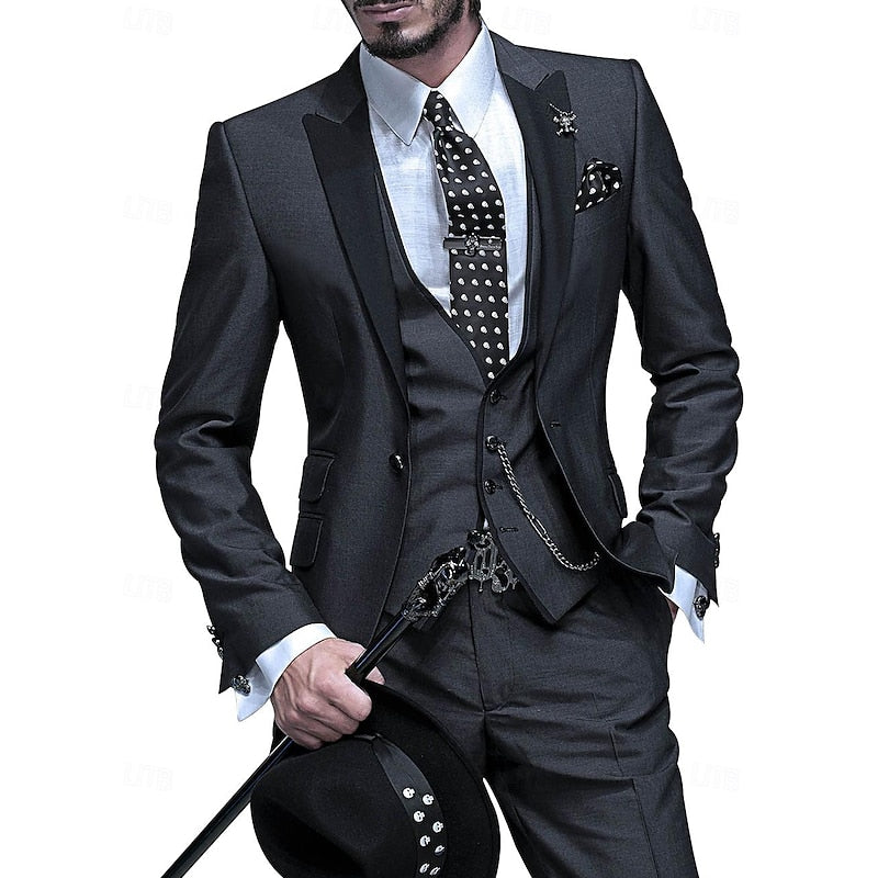 Men's Three-Piece Linen Suit