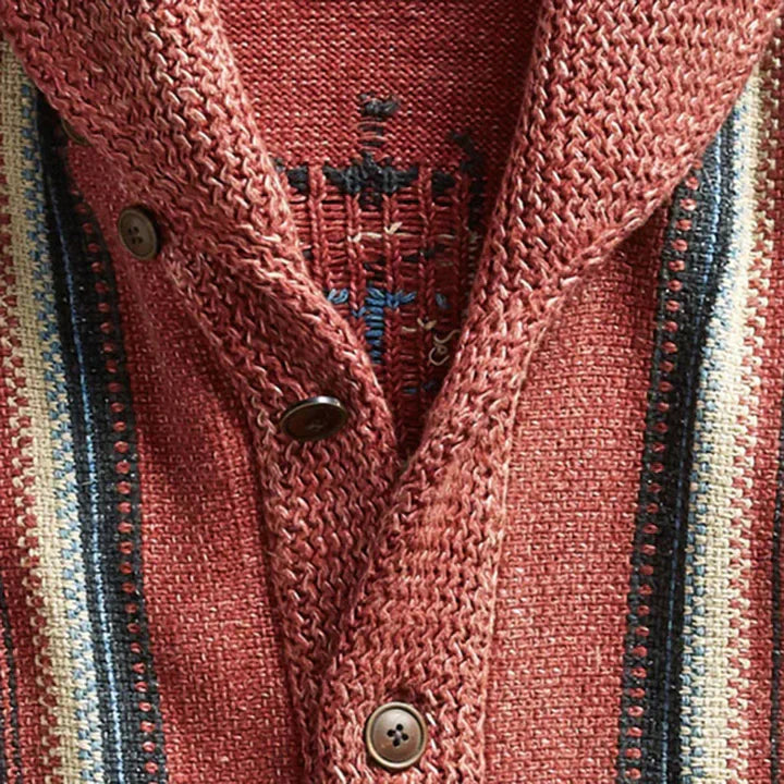 Vintage-Style Men's Jacquard Cardigan