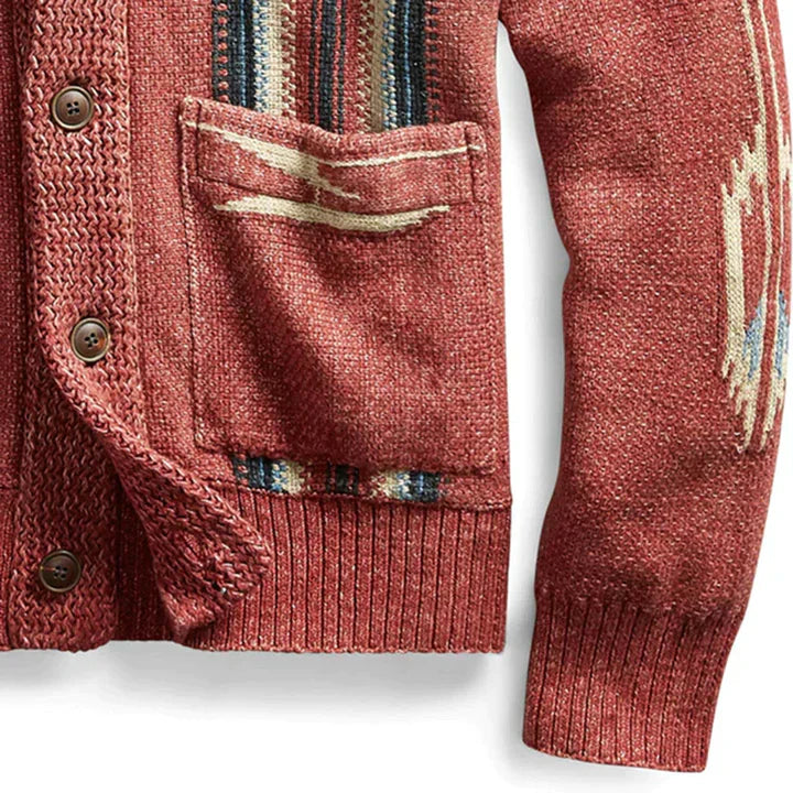 Vintage-Style Men's Jacquard Cardigan