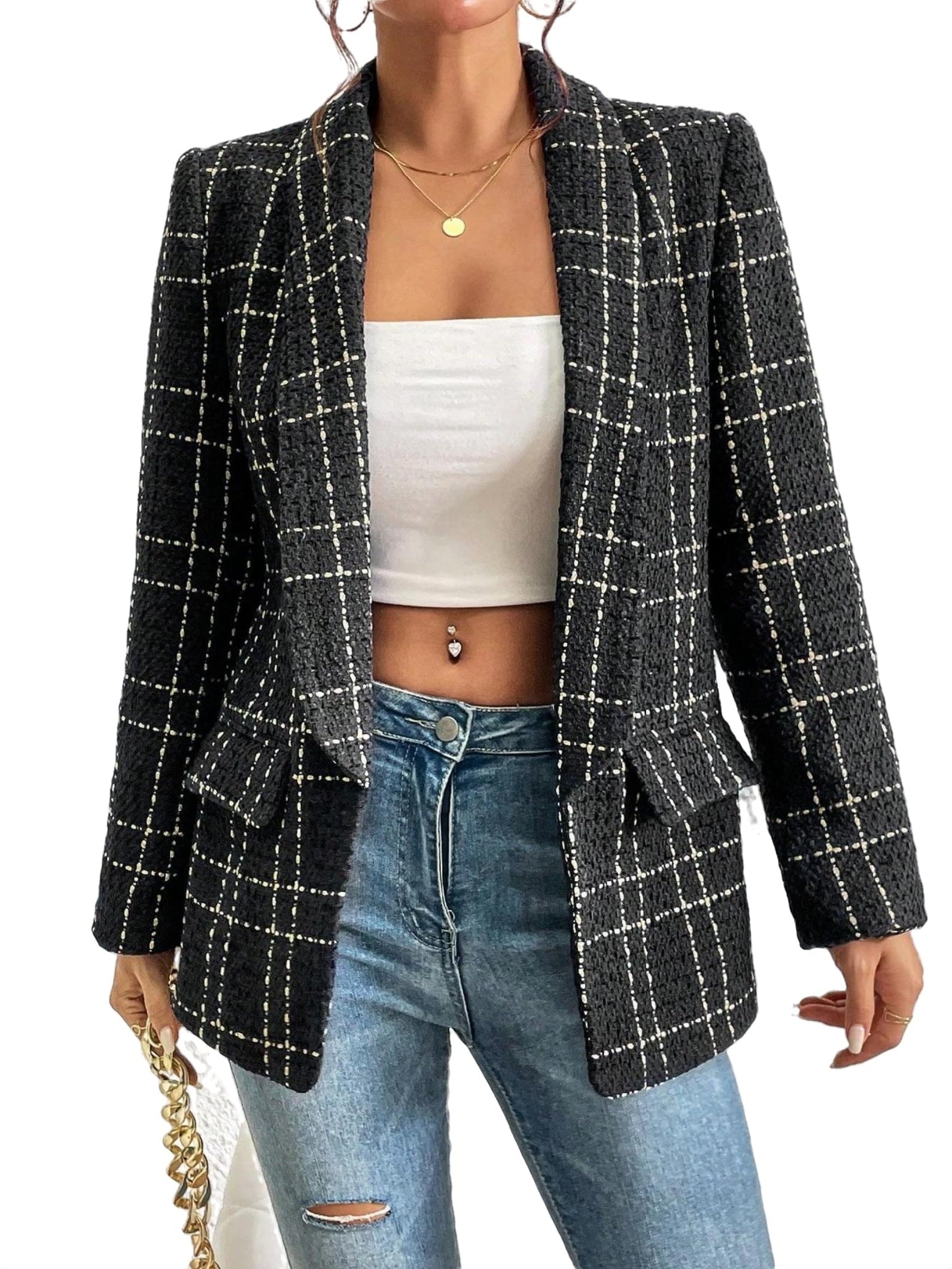 Women's Checkered Blazer