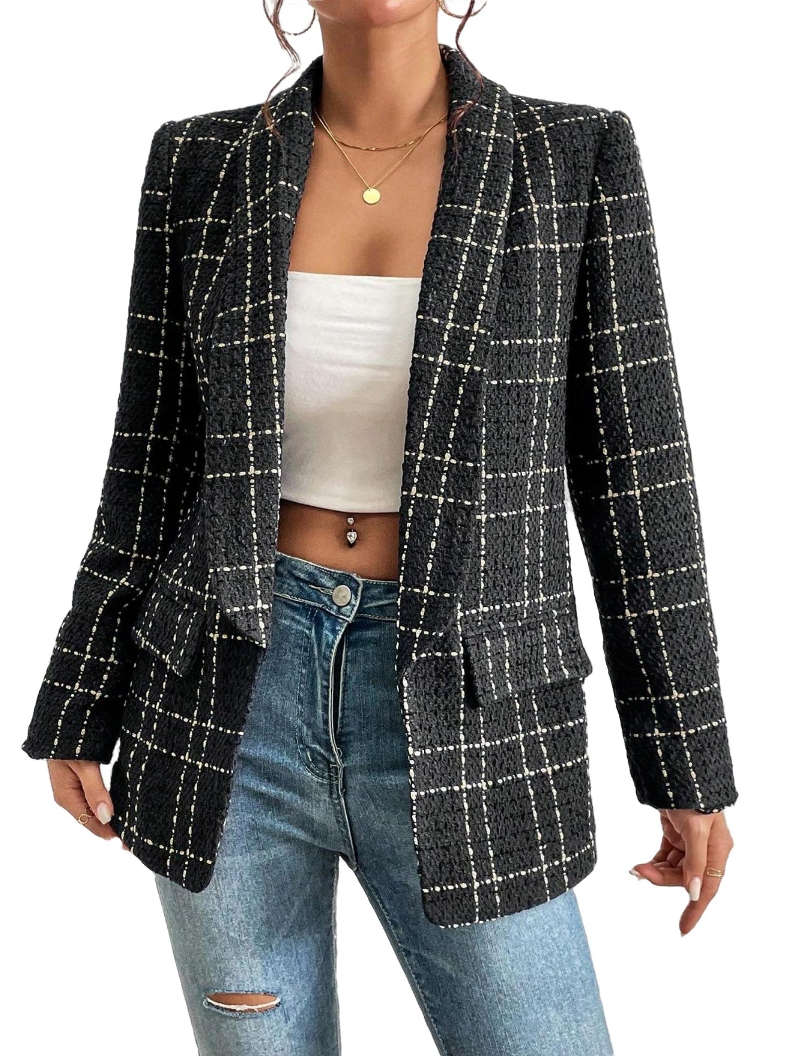 Women's Checkered Blazer