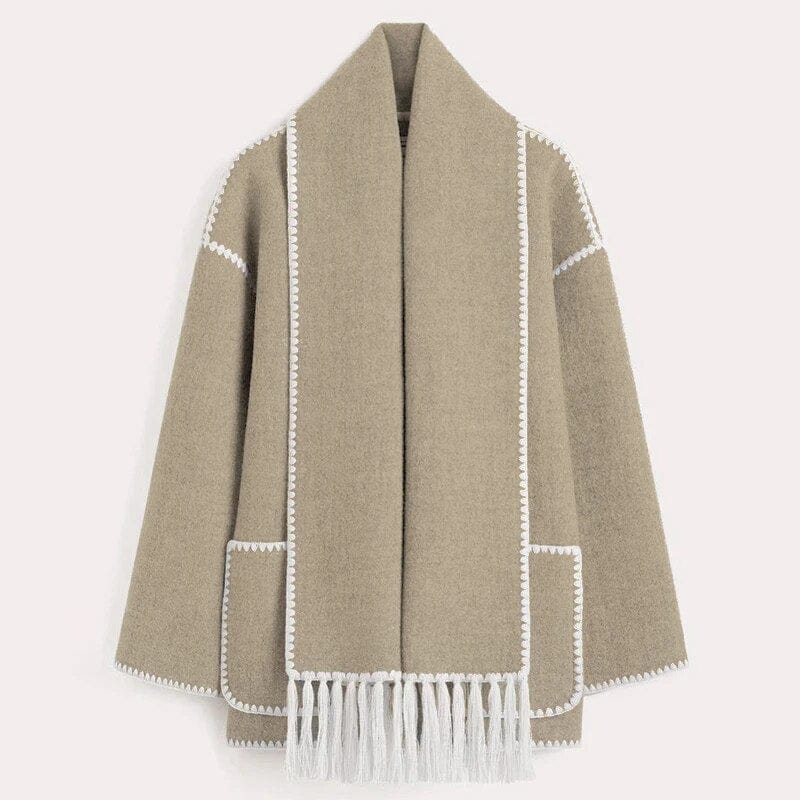 Women's Shawl Collar Casual Scarf Jacket