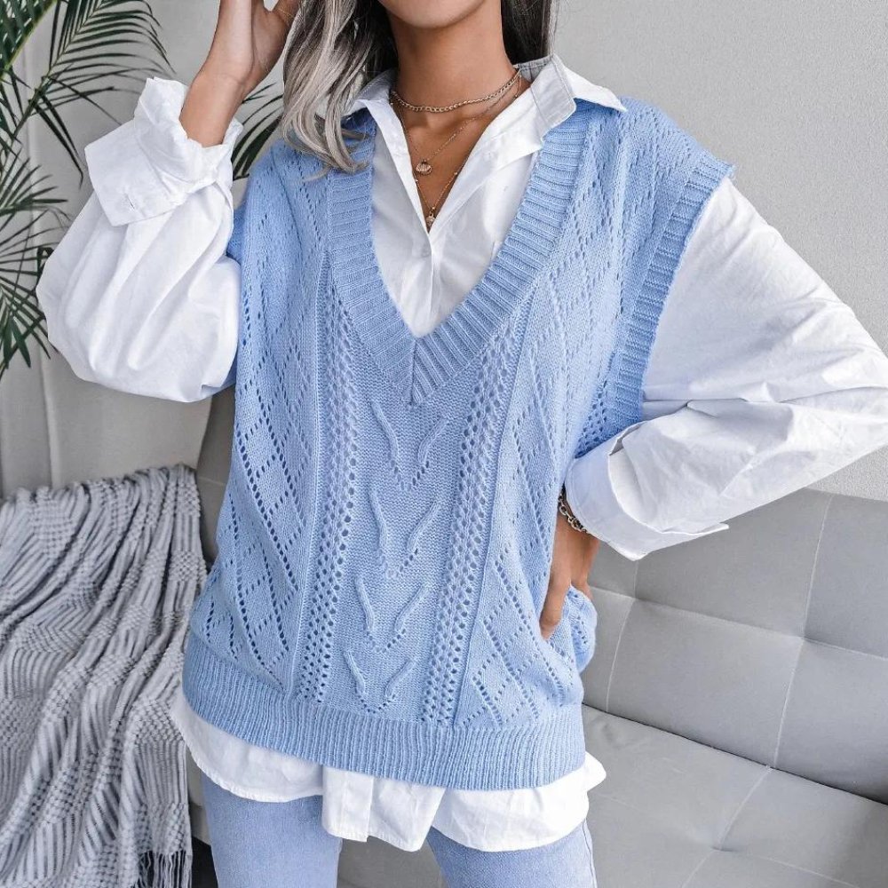 Women's Cable Knit V-Neck Sweater Vest