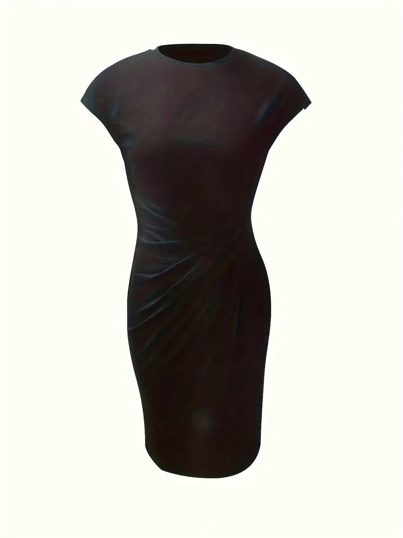 Women's Solid Colour Round Neck Dress