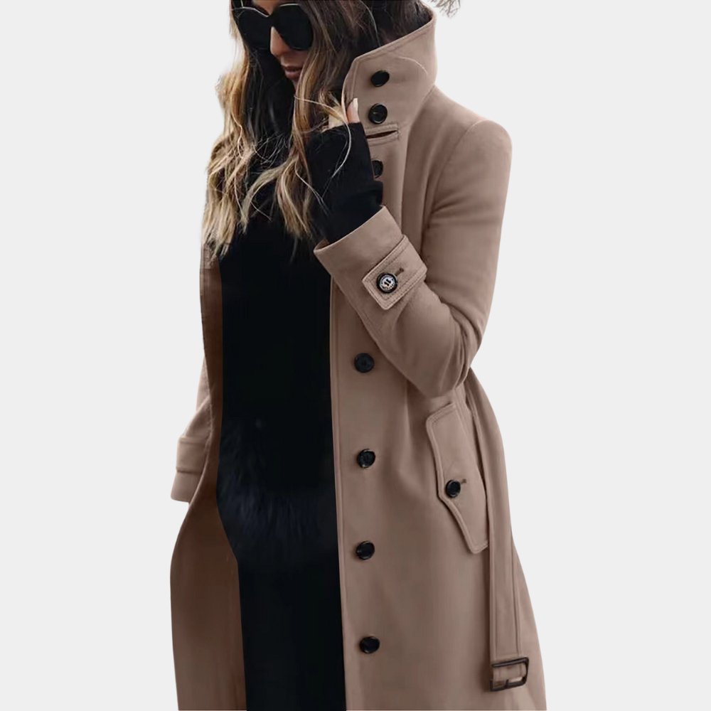 Double-Breasted Wool-Blend Overcoat for Women