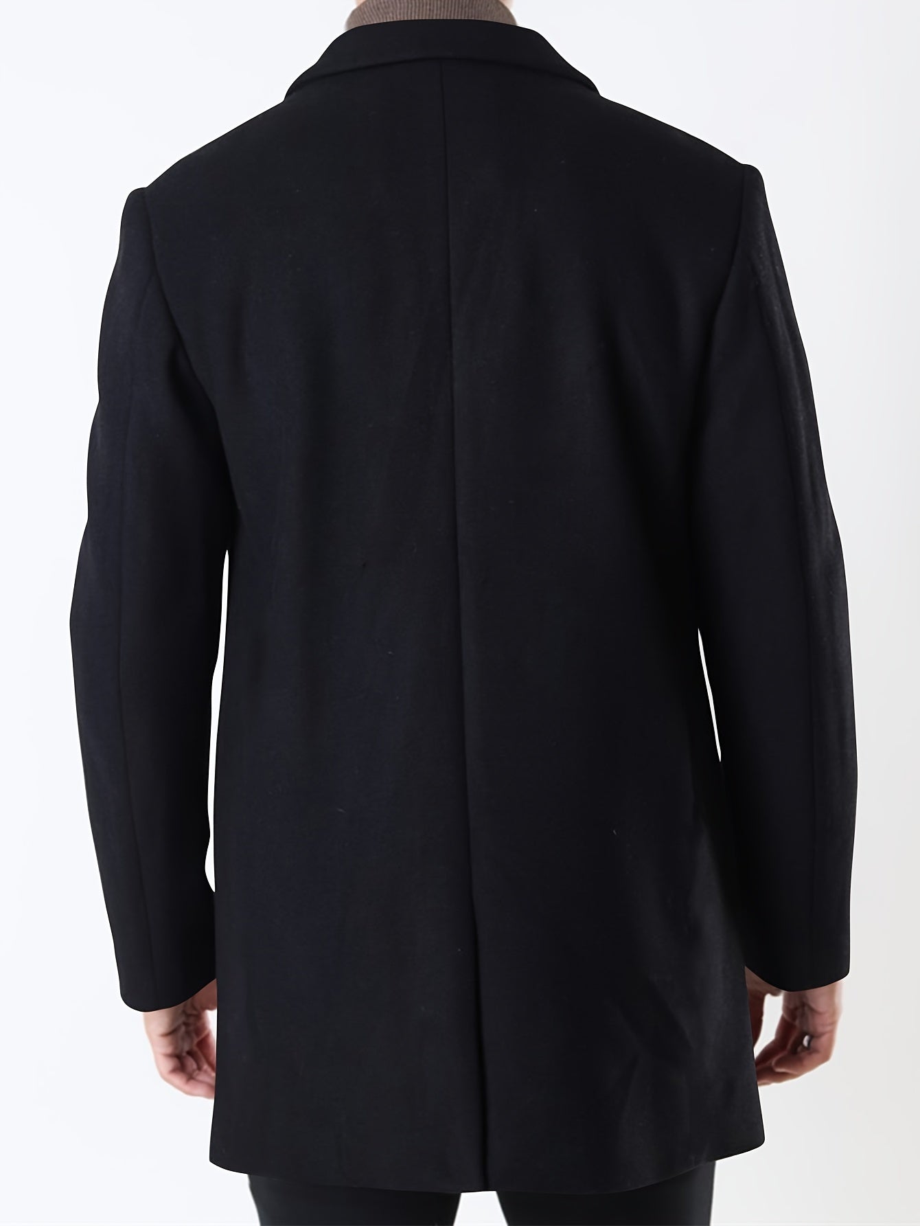 Men's half-length woven polyester trench coat