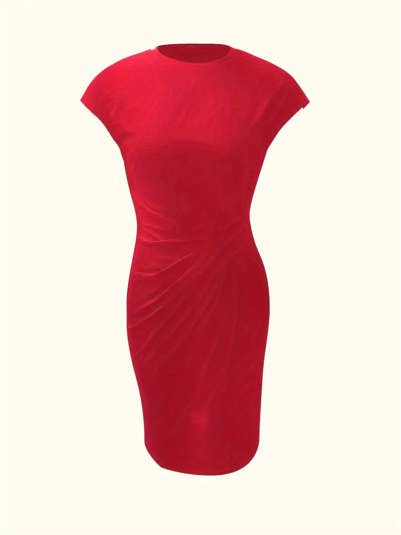 Women's Solid Colour Round Neck Dress