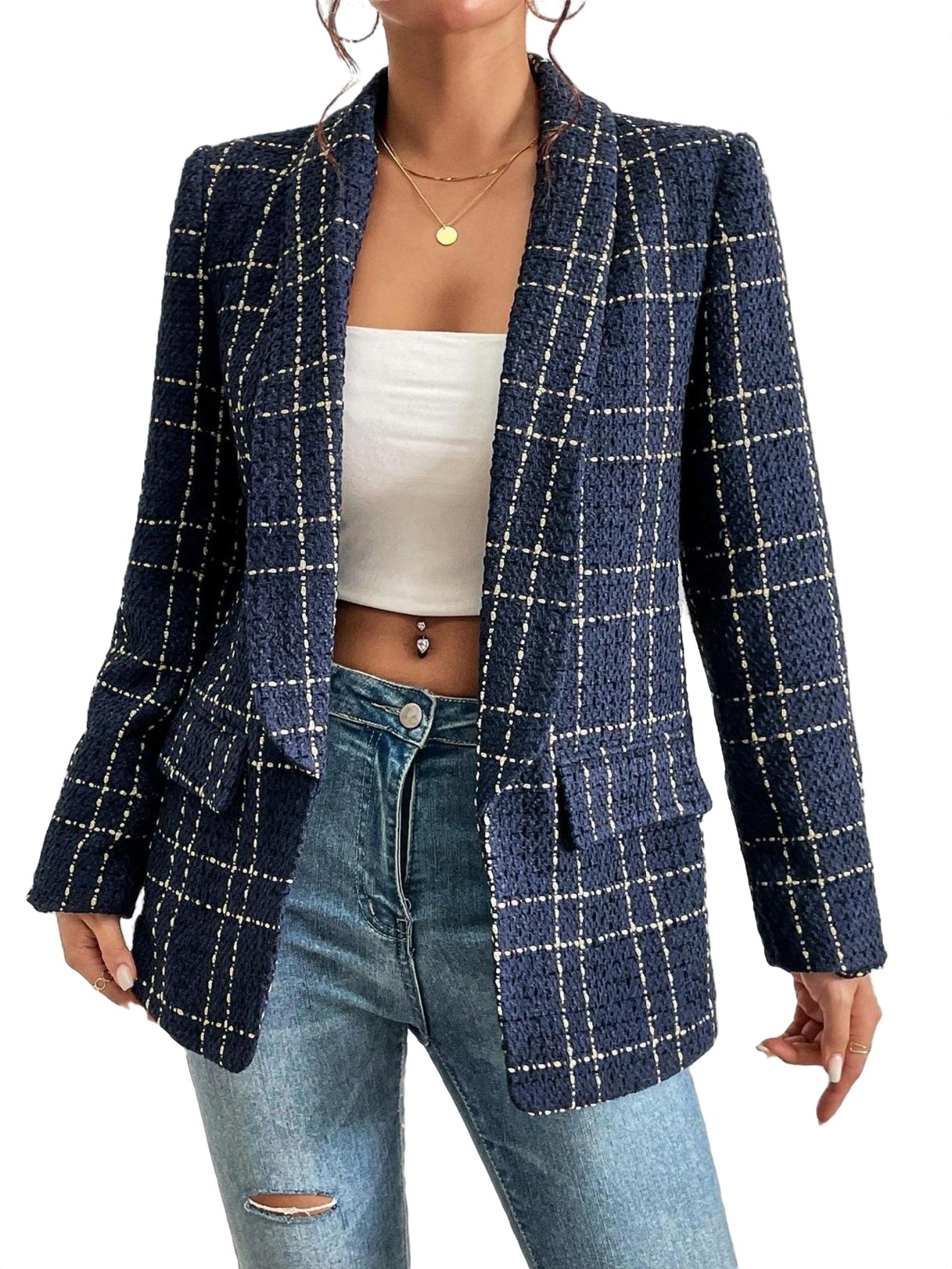 Women's Checkered Blazer