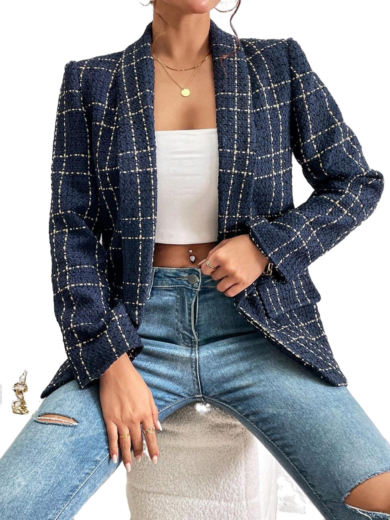 Women's Checkered Blazer