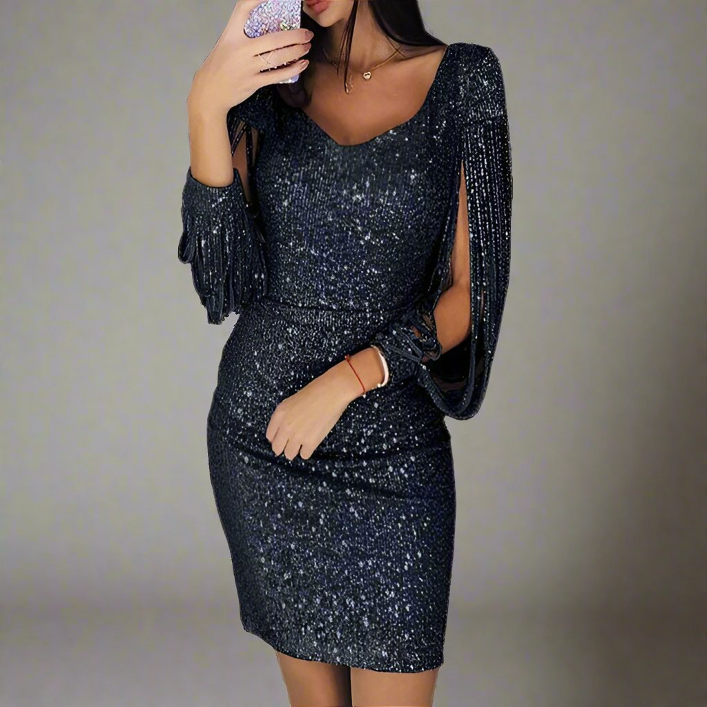 Sequin V-Neck Party Dress for Women