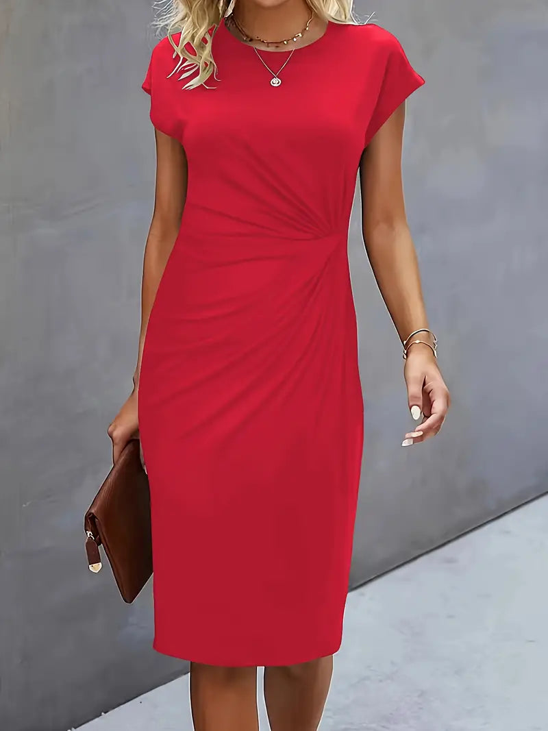 Women's Solid Colour Round Neck Dress