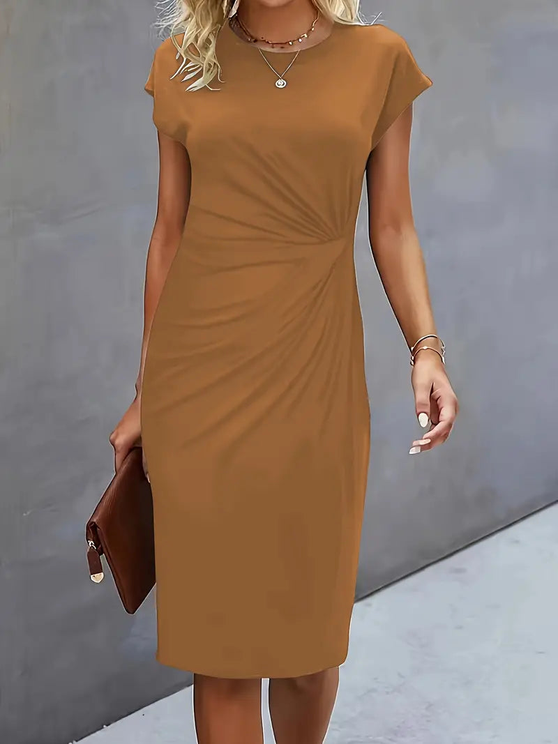 Women's Solid Colour Round Neck Dress