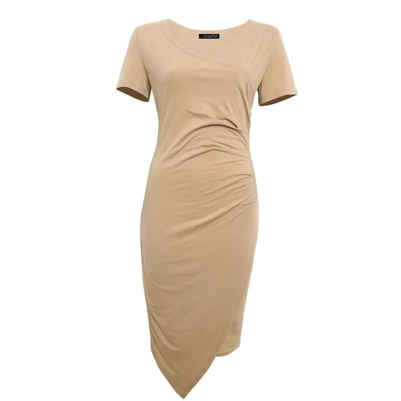 Women's Solid Colour Round Neck Dress