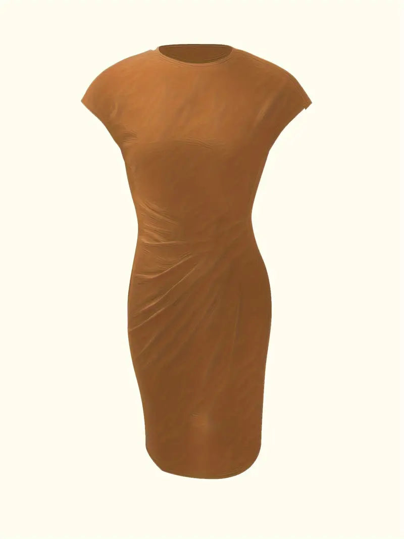 Women's Solid Colour Round Neck Dress